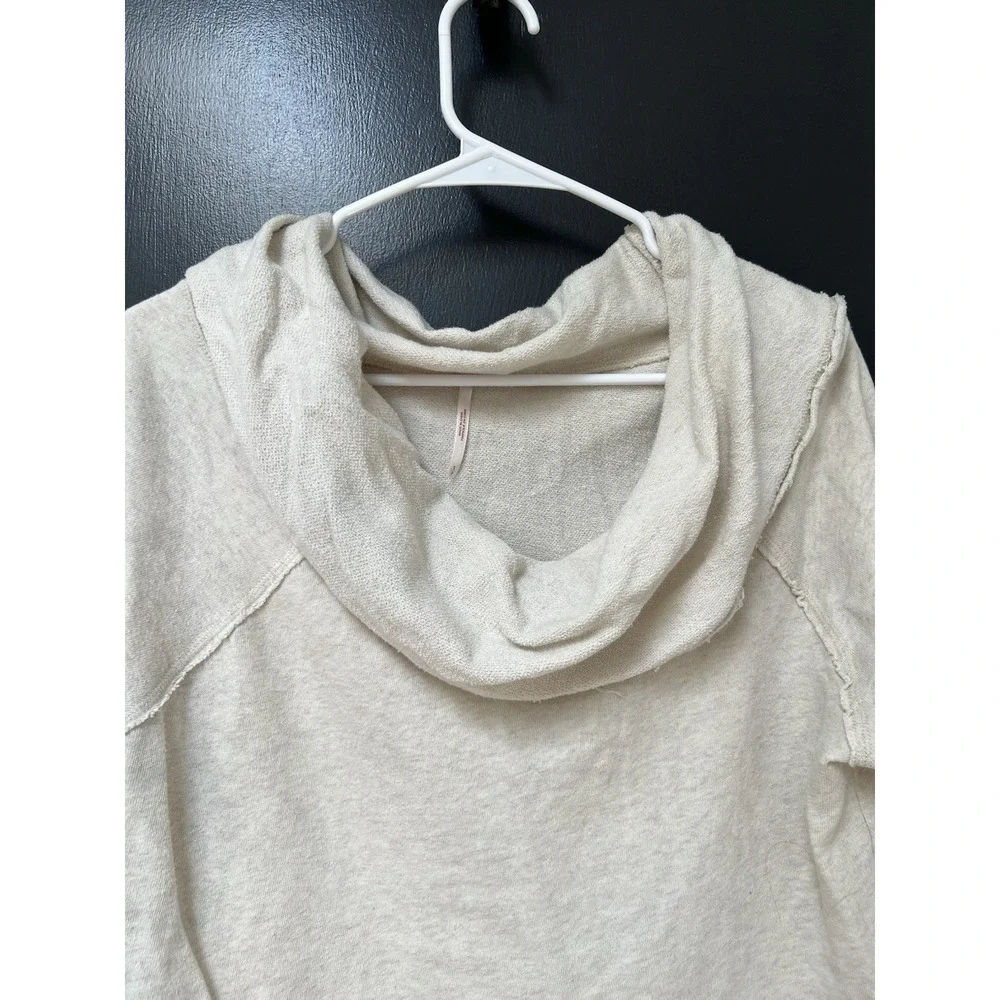 Free People Women's Cream Cropped Sweater Oversize Cowl Neck Small